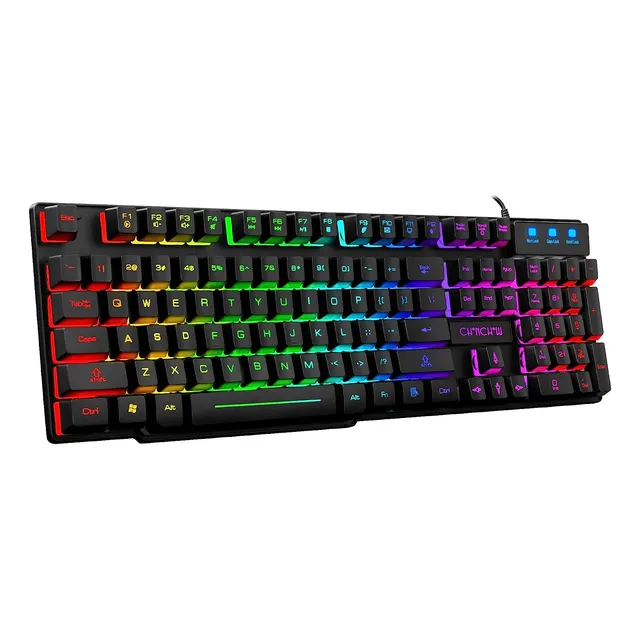 Teclado Negro Mecanico 104 Teclas Led Retroiluminado