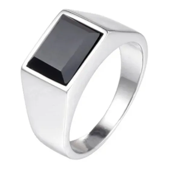 Anel Ouro 18 K Pedra Onix Natural Masculino Homem Banhado 