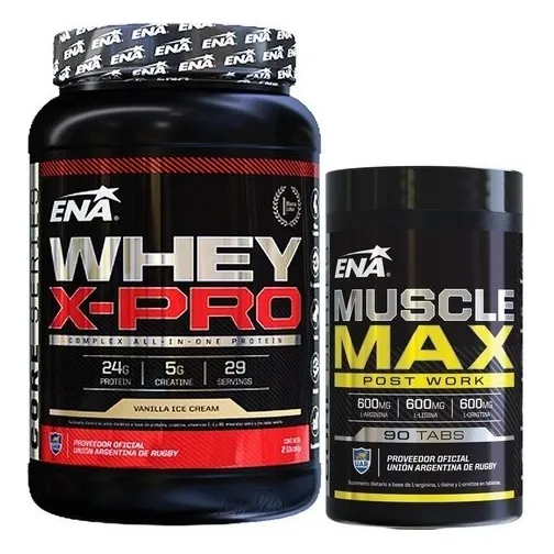 Proteina Whey X Pro Con Creatina Bcaa + Muscle Max Amino Ena