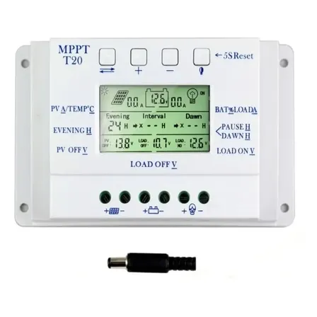 Controlador Solar SunYoba T20 20A MPPT PWM 12V 24V Sistema Off Grid