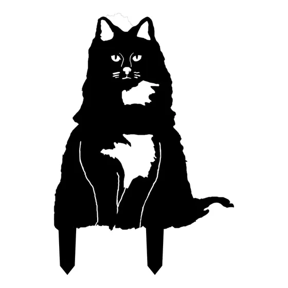 Silueta Metal Para Gato Decoracion Jardin Estatua Pelo Largo