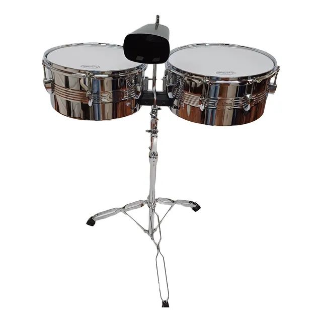 Timbal Latino 14 X 15  Metálico Con Campana Y Base