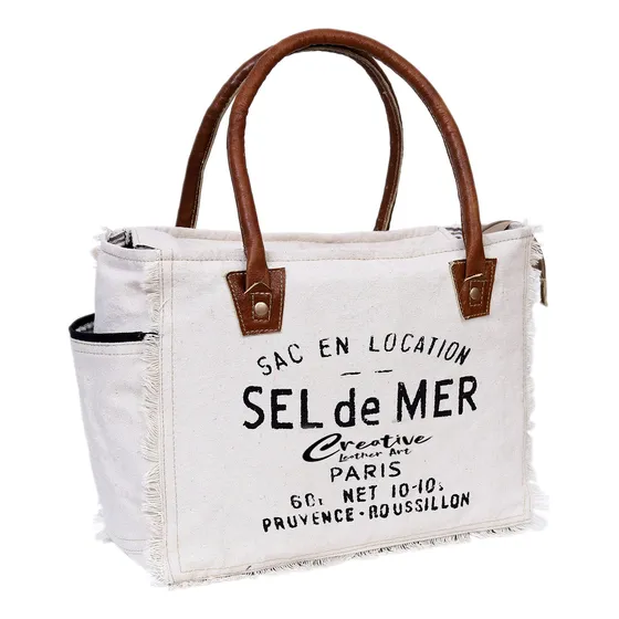 Cla Bolsas Sel De Mer Upcycled Canvas Hand Bag Pb656
