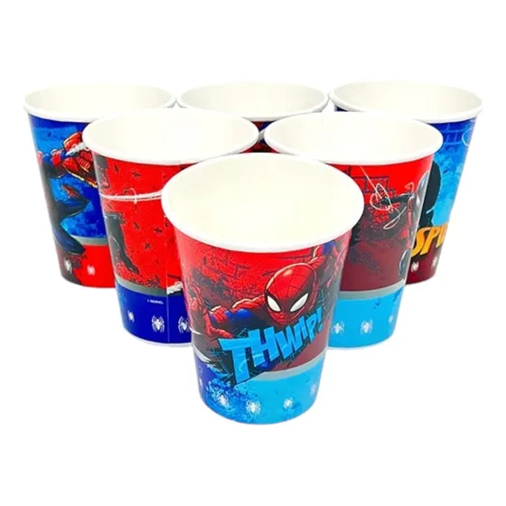 Vasos De Cartón Spiderman 12 Unidades