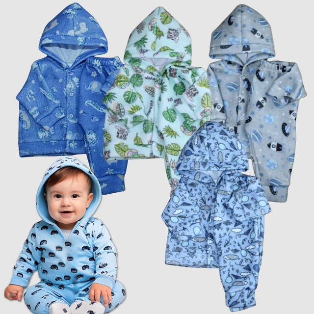 Kit 4 Conjunto Inverno Soft Roupa De Bebe Menina Menino Frio Kit 4 Conjunto Inverno Soft Roupa De Bebe Menina Menino Frio