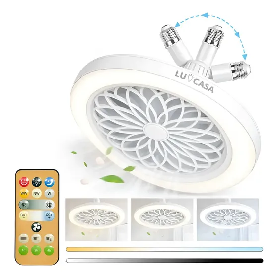 Foco Led 30w Lampara Ventilador Con Control Remoto 3 Colores 3 Color