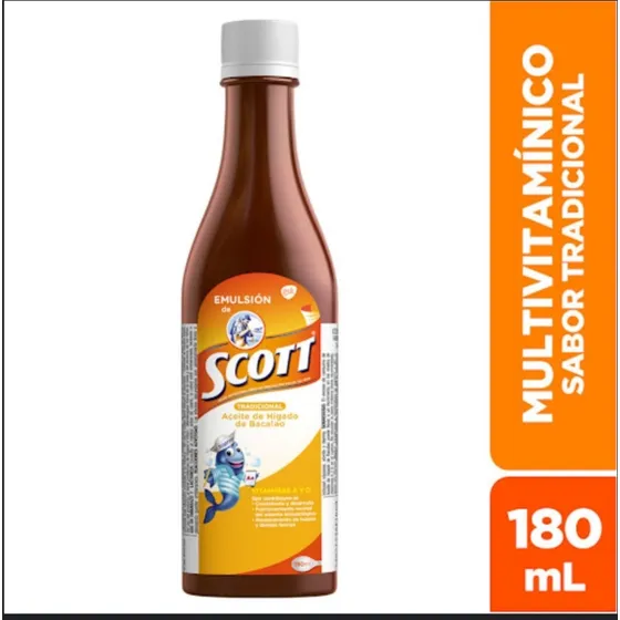 Emulsión De Scott Tradicional Aceite D Hígado Bacalao 180ml