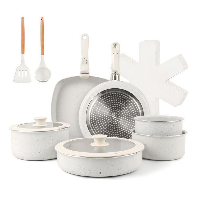 Jogo De Panelas Indução/gás Cerâmico Antiaderentes 18 Pçs Com Alças Removíveis,conjunto De... Jogo De Panelas Indução/gás Cerâmico Antiaderentes 18 Pçs Com Alças Removíveis,conjunto De...