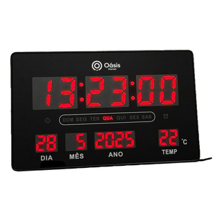 Relógio Parede Digital Grande Calendário Temperatura Le-2132 Relógio Parede Digital Grande Calendário Temperatura Le-2132