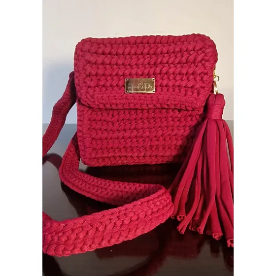 Bolso Tejido A Crochet, En Trapillo Licrado (nerea)