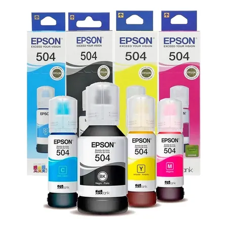 Kit 4 Tintas Para Epson T504 L4150 L4160 L4260 L61 Preta.amarela.ciano.magenta