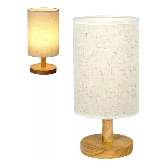 . Lámpara De Mesa Con Luz Nocturna Usb, Pantalla De Tela