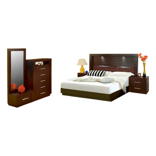 Recamara Pamela Matrimonial 5 Piezas - Chocolate Këssa Muebl Color Marrón Oscuro Recamara Pamela Matrimonial 5 Piezas - Chocolate Këssa Muebl Color Marrón Oscuro