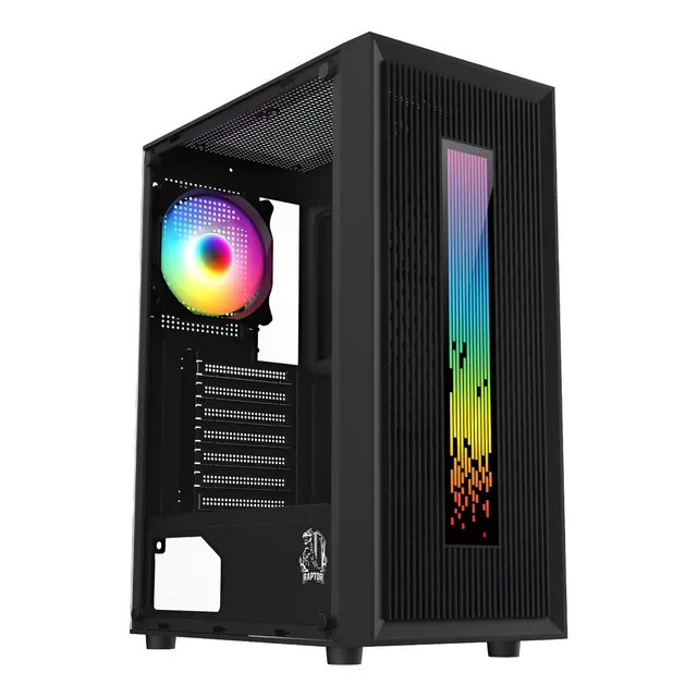GABINETE RAPTOR VORTEX TG C/COOLERS BLACK VENEX COLOR NEGRO