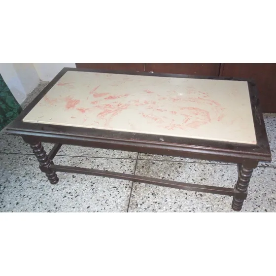Mesa De Madera Sala Con Tope De Marmol 