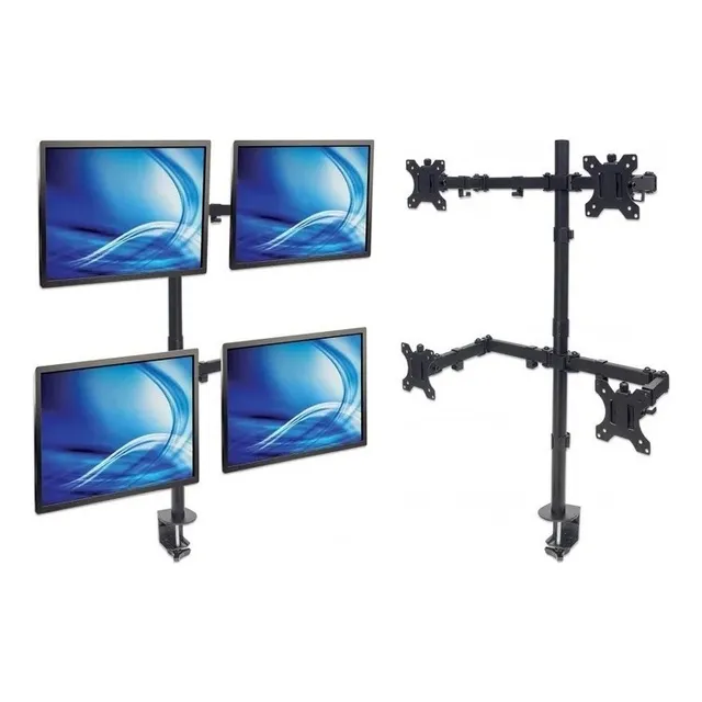 Soporte De Mesa Para 4 Monitores Tv De Escritorio Color Negro Ele-Gate