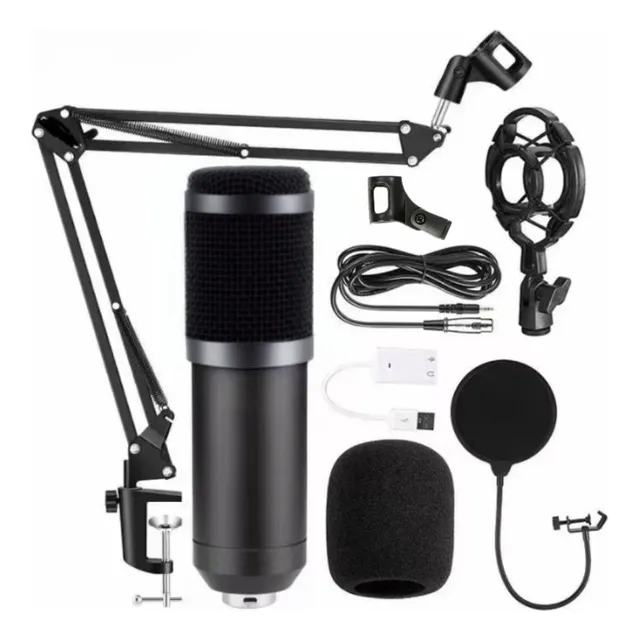 Microfono Condensador Kit Grabación Brazo Articulado youtuber gamer pro USB IMBACK Color Negro