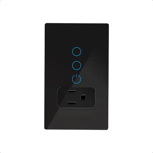 Icon ICAPAINTCON02NG Interruptor Inteligente Doble Con Tomacorriente Negro