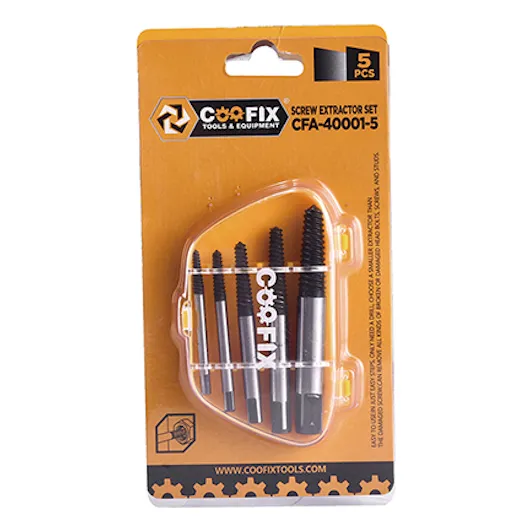Extractores De Tornillos 5 Piezas 1/3 (3mm) A 3/4 (18mm), Alta Calidad, Coofix