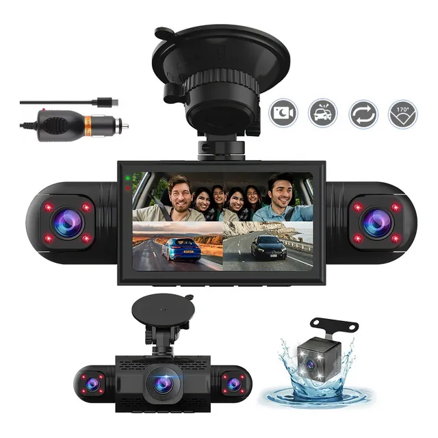 Dashcam 4 Cámaras Con Pantalla | Grabación Full Hd Y Cámara