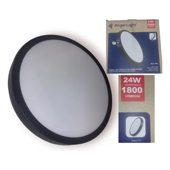 Panel Lampara Led 24w Superficial Borde Negro Ángel Light 