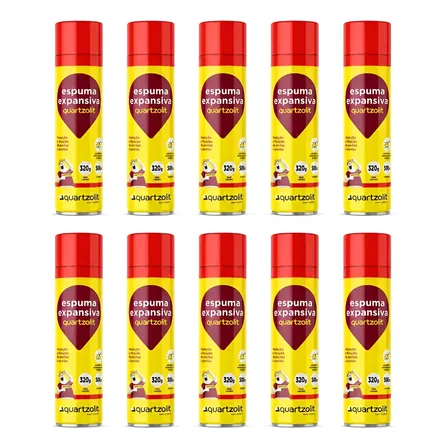 Espuma Expansiva Quartzolit 500ml Alto Rendimento 10un