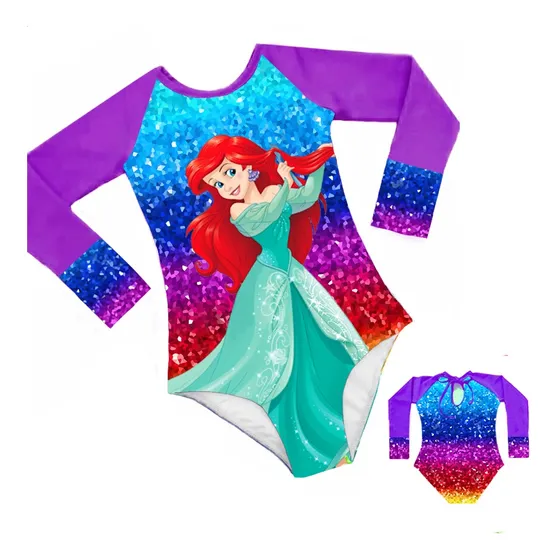 Traje De Baño O Bañador Entero Manga Larga Sirenita Disney