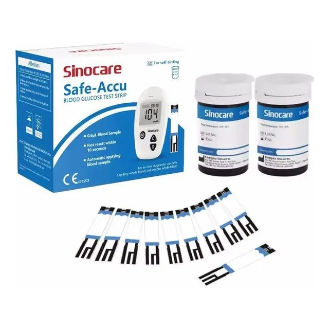 100 Tiras Reactivas Y 100 Lancetas Sinocare Safe Accu