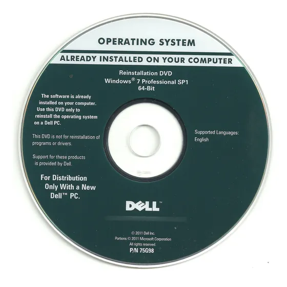Reinstalação Windows 7 Professional Sp1 64-bit Dell Original