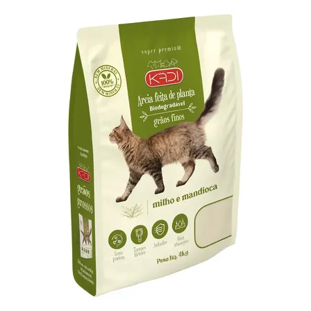Areia Sanitária Kadi 4kg Grãos Finos Biodegradável Gatos