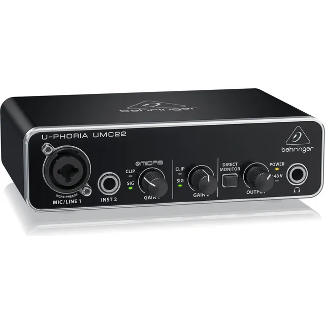 Interfaz de audio Behringer U-Phoria UMC22 220V negra 1.ª gen