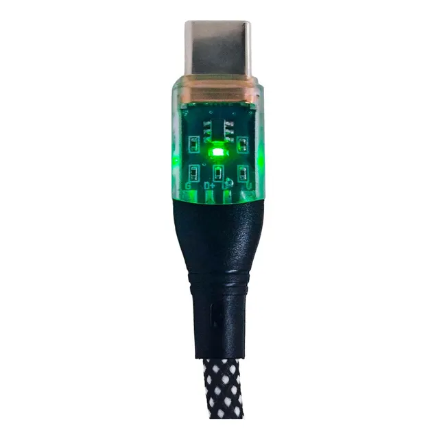 Cable Usb Tipo C Carga Rapida Luz Resistente Reforzado Malla