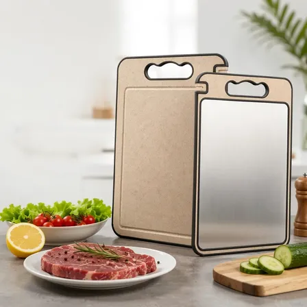 Tabua De Corte Para Cortar Dupla Face Aço Inox 304 Livre Bpa Geométrico