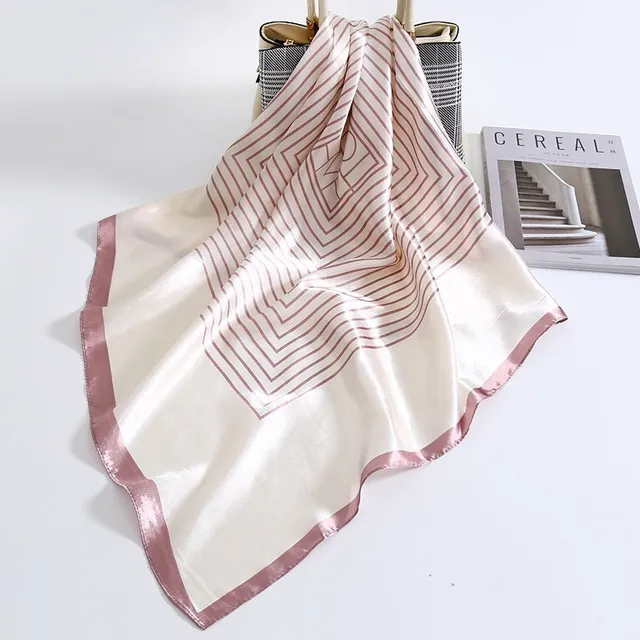 Lenço Feminina Pescoço Echarpe Cetim Estampas Geometr90x90cm