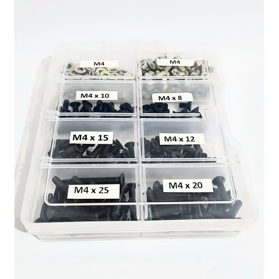 Kit Tornillos Allen Fresados M4 Con Tuercas Y Arandelas 450u
