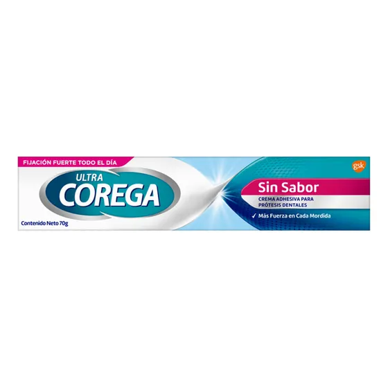 Crema Adhesiva Para Prótesis Dentales Ultra Corega, 12h de Fijación, Sin Sabor 70G