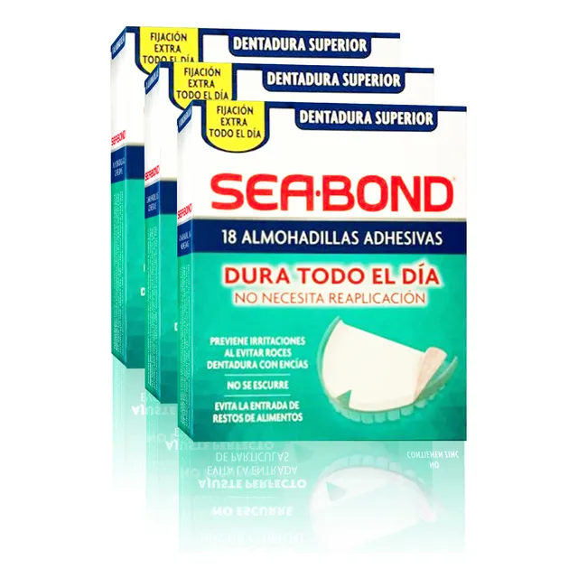Kit X3 Almohadillas Adhesiva Sea Bond Dent Postiza Superior 