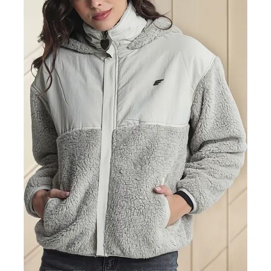Ellus Poleron Mujer Shaggy Full Zipper Vison