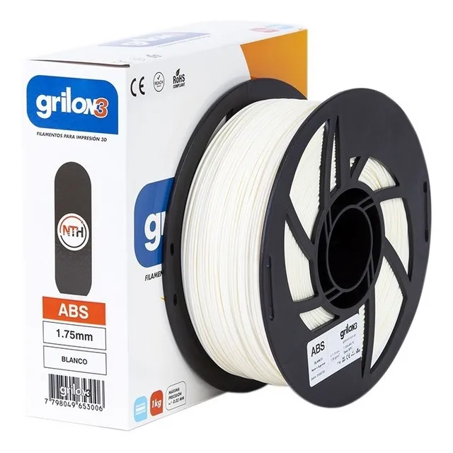 Filamento 3D Grilon3 ABS de 1.75mm y 1kg blanco