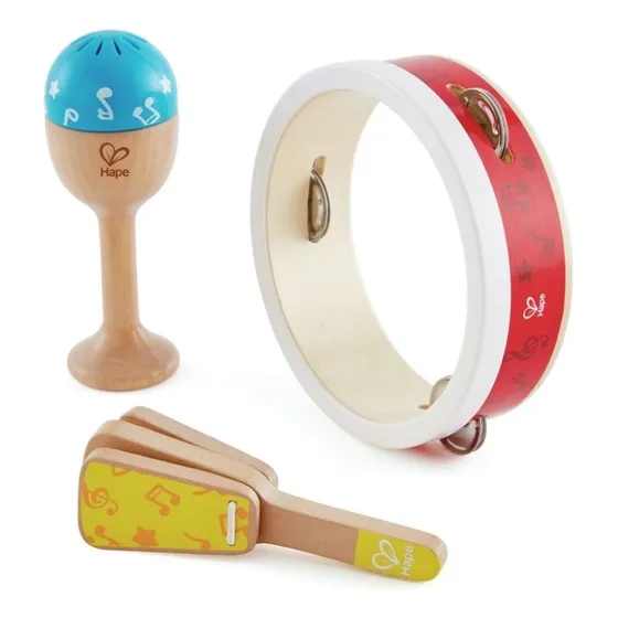 Set Musical De Percusión Junior De Madera 03 Instrumentos
