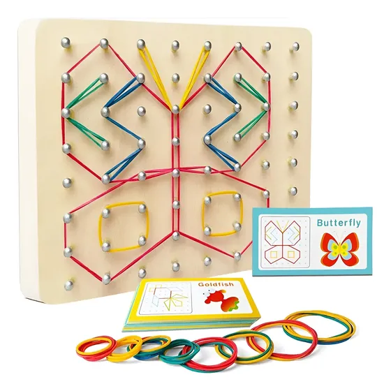 Tablero O Juguete De Madera Didáctico Con Elástico De Encaje Tablero De Madera