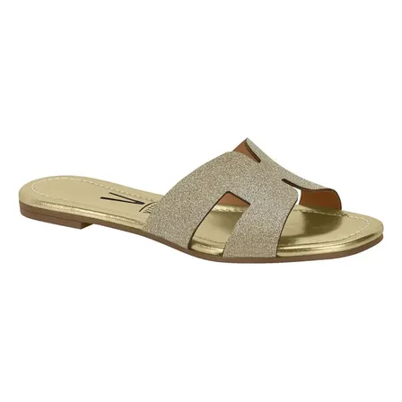 Sandália Rasteira Vizzano Slide H Metalizada Moda 6371.167