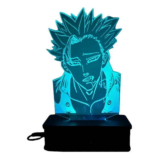 Ban, Nanatsu No Taizai, Anime, Luminária Led 3d, 16 Cores Estrutura Preto