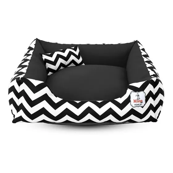 Cama Para Cachorro Gato Caminha Pet 60x60cm Lavável + Cor Chevron Preto