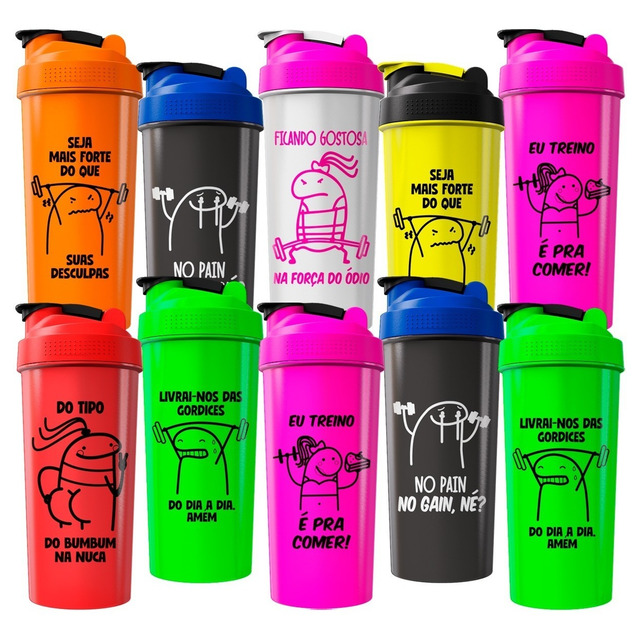 Kit 10 Coqueteleiras Garrafa De Academia Shaker 600ml Memes Kit 10 Coqueteleiras Garrafa De Academia Shaker 600ml Memes