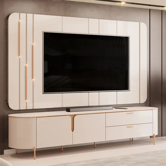 Rack Sala Com Painel Para Tv 75 Pol Dion Off White