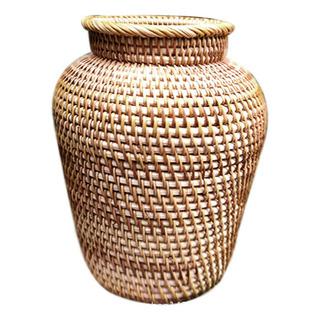 Jarrón De Ratán Maceta Jarrón De Mimbre Retro Elegante Jarrón De Ratán Maceta Jarrón De Mimbre Retro Elegante