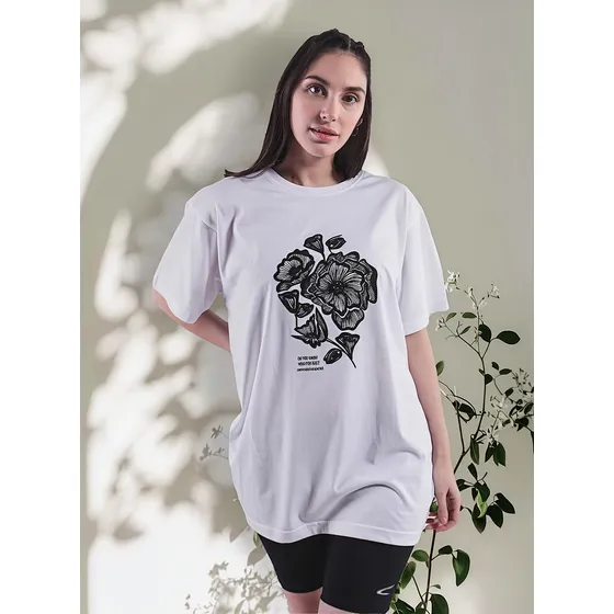 Remera Dama Mujer Oversize Estampada Manga Corta Cameron