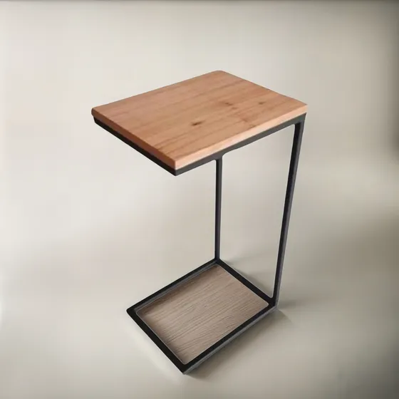 Mesa Lateral Auxiliar Arrime Cama Sillon Madera Industrial 