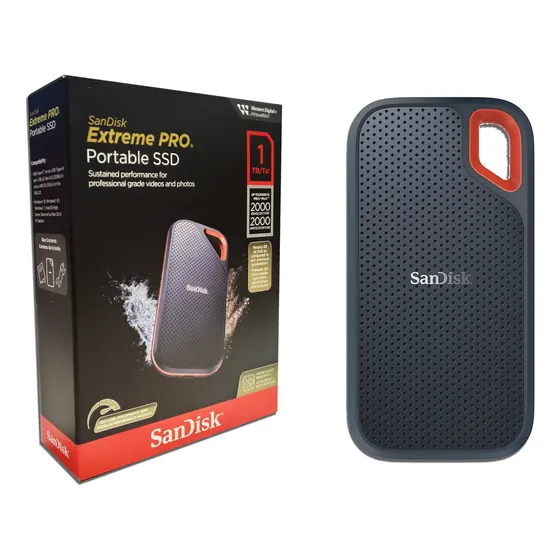 Ssd Externo Portátil Sandisk 1tb Extreme Pro Velocidade Leitura E Gravação 2000mb/s Alta Performance Pc Notebook Ps4 Xbox Ps5 Cor Preto
